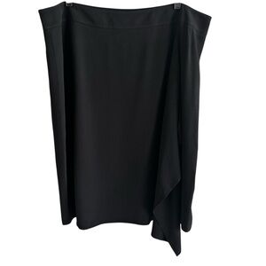 Lafayette 148 New York Faux Wrap Midi Skirt 22W Black Lined Career Workwear